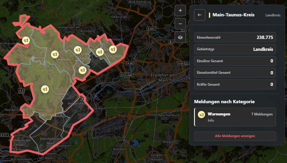 Screenshot der Kennzahlen eines Landkreises im ARIX Lageportal